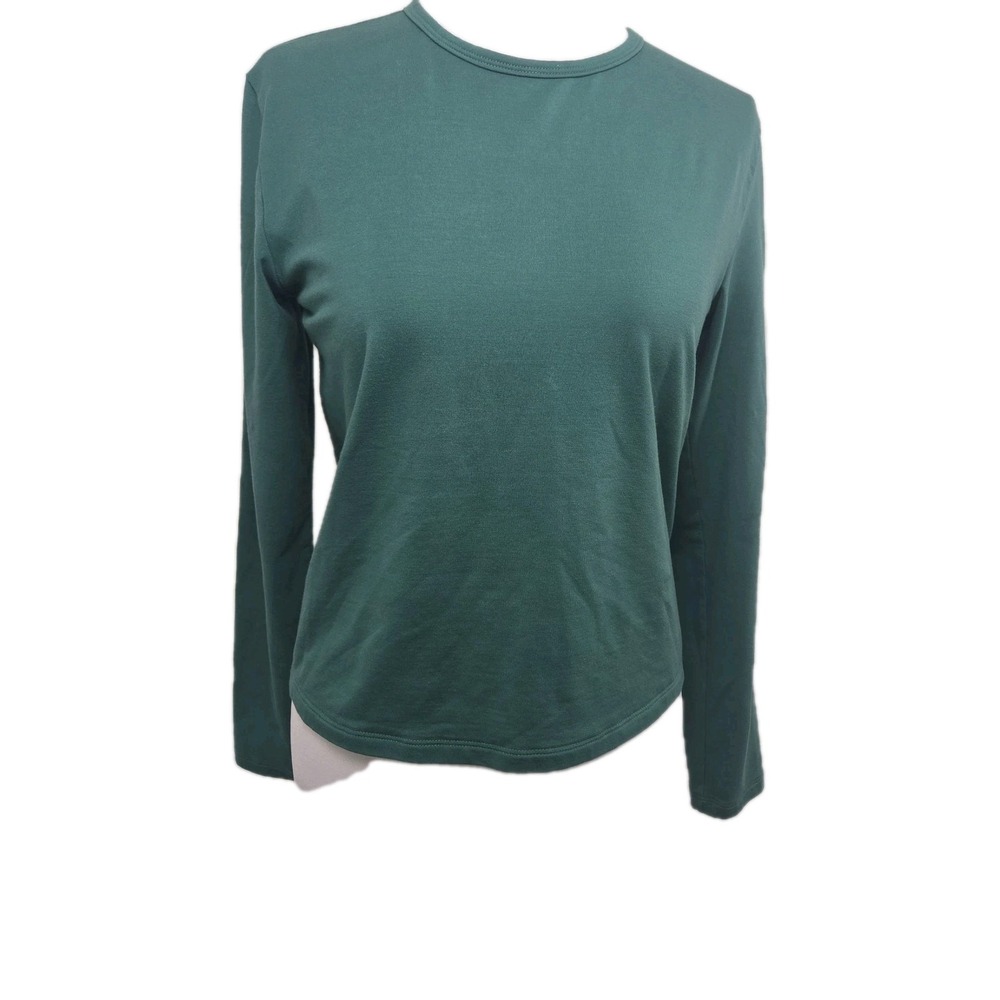 Athleta Women's XS Green Long Sleeve Crew Neck Supima‎ Cotton Top T-shirt